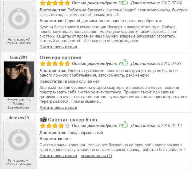 отзывы, Аквасторож